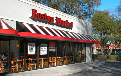 Close view of Boston Market restaurant on display