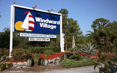 Windward village sign board in blue